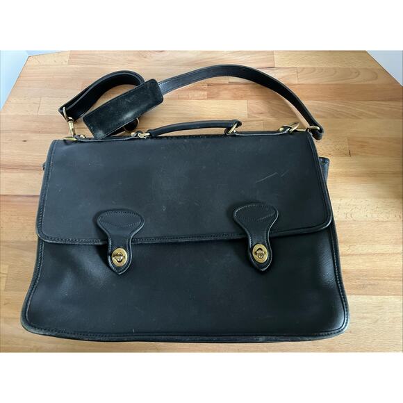 Jack Georges' University Professional Black Leather Briefcase Messenger Bag USA
